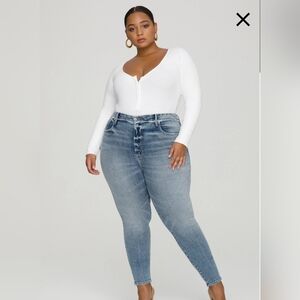 Good American Good Waist Skinny Light Wash Jeans